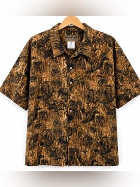Wrangler Camodog Camo Button Front Shirt Duck Hunting Large 100% Cotton Y2K‎